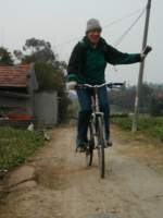 Cycling on village paths