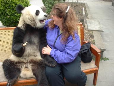 Dani chats with a Panda