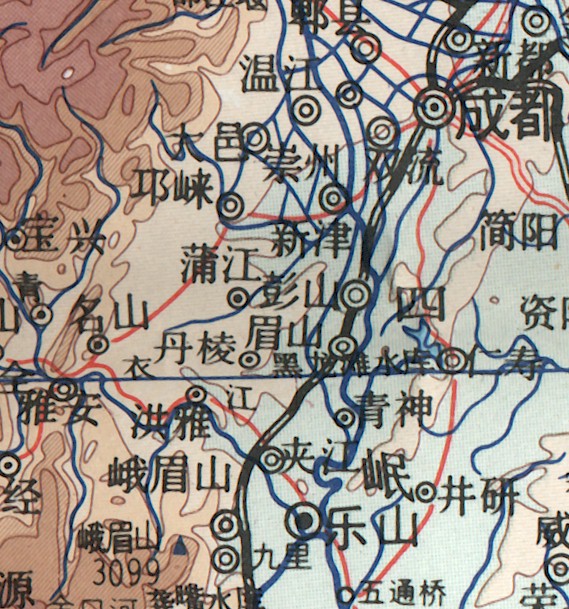 Topographic Map of China Detail