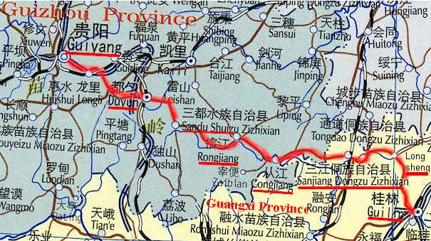 The Grand Bike Tour of Southwest and Central China Route Map - Part 2