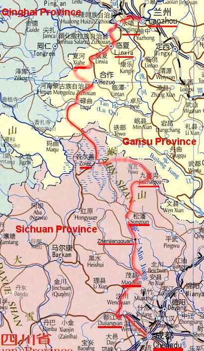 The Grand Bike Tour of Southwest and Central China Route Map - Part 5